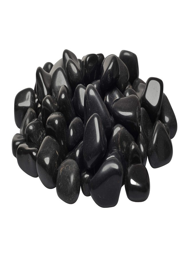 Bum Bum Bhole Polished Black Pebbles Stone Home Decorative Marbles - 1 Kg - Image 1